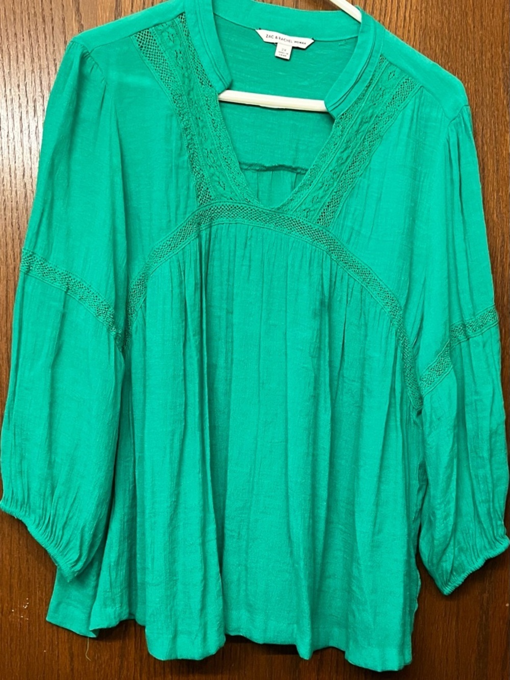 UC Zac & Rachel Green Lace-Inset Peasant Blouse Women’s 2X